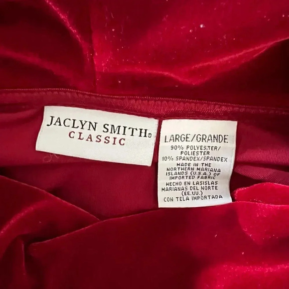 Jaclyn Smith Red Velour Rhinestone Studded Blouse Size Large Elegant Formal Top - Picture 7 of 7